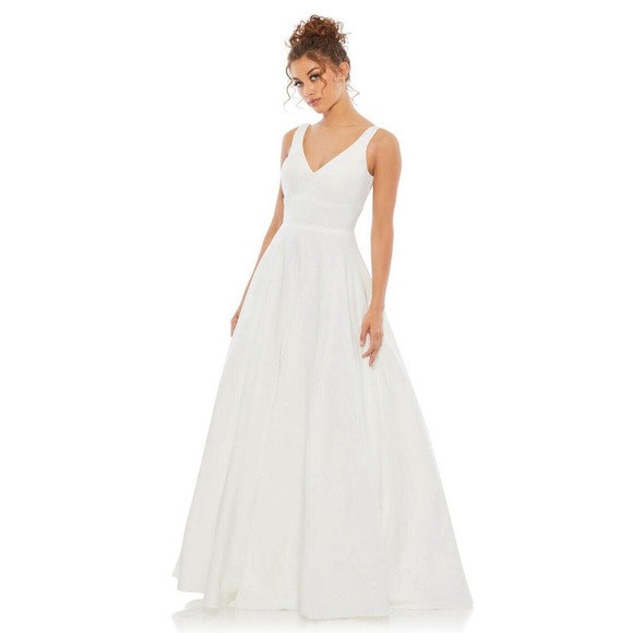 Mac Duggal‎ Ieena Classic Sleeveless A-Line Ball Gown White Size 6 - Picture 1 of 10